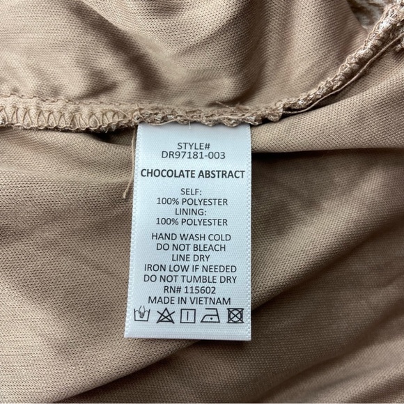 Lush Ruched Faux Wrap Mini Dress in Chocolate Abstract Print Size Medium NWT - Picture 11 of 12